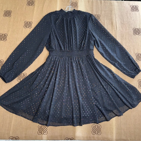 Torrid NWT! Mini Rainbow Clip Dot Blouson Sleeve Dress In Black Size 00 (M/L) - Picture 2 of 15